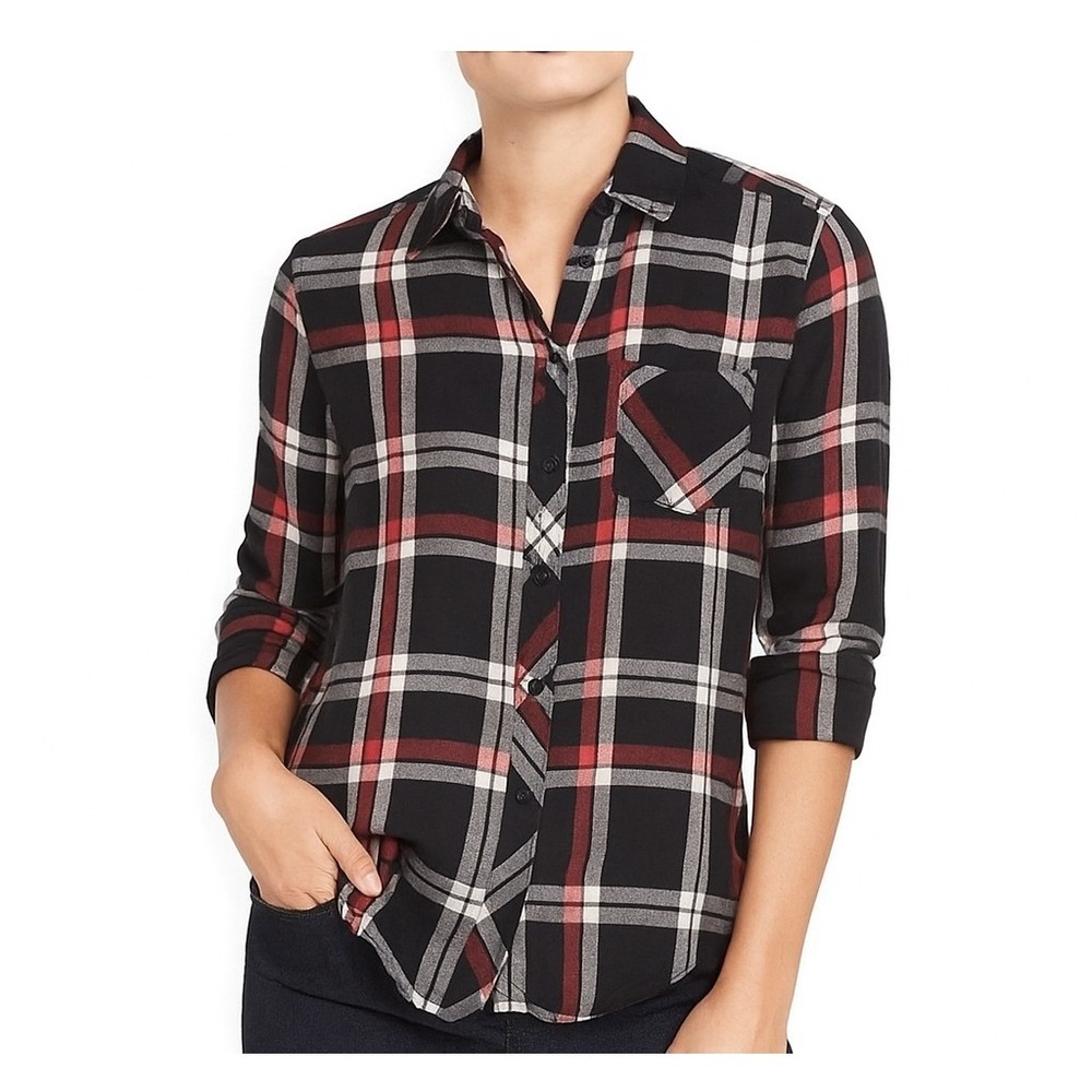 Velvet Heart Women's Red & Black Plaid Long Sleeve Button-Up Shirt